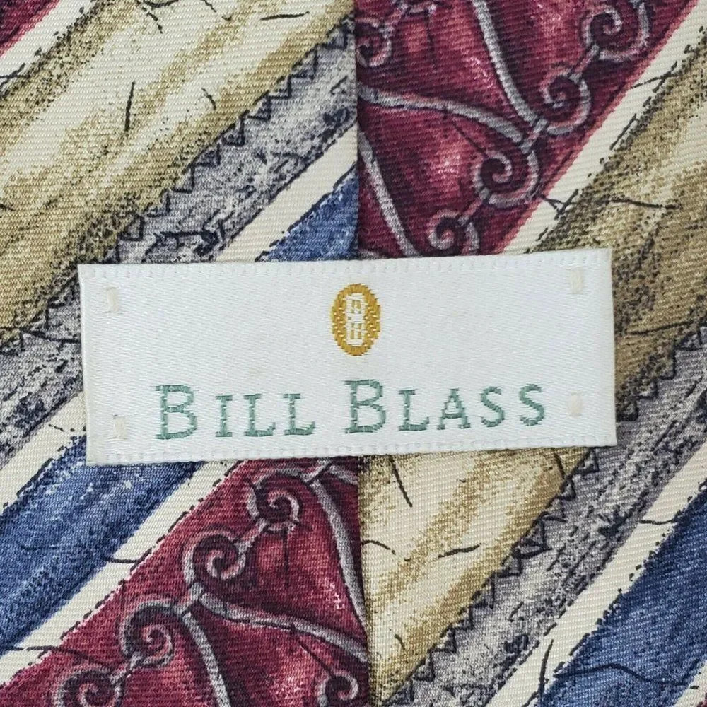 Bill Blass Striped Red Tan‎ Silk Tie 57 3 5/8